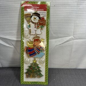 Vintage 1980s Christmas Suncatcher Ornaments w/ Suction Cups Acrylic 3 Pack NOS